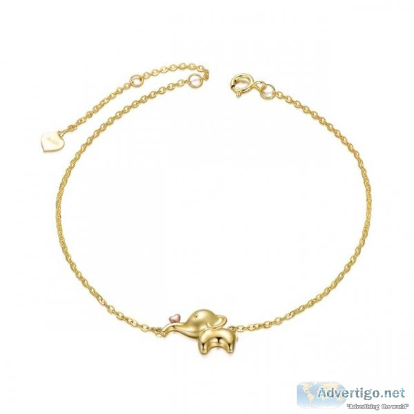 14k gold elephant anklet