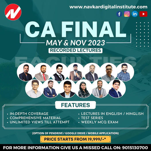 Buy ca final video lectures & pendrive classes from navkar digit