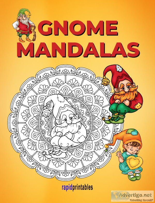 Gnome Mandalas Printable Adult Coloring Book