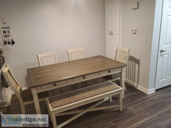 6 Seat-Farmhouse Dining Table with Bench.