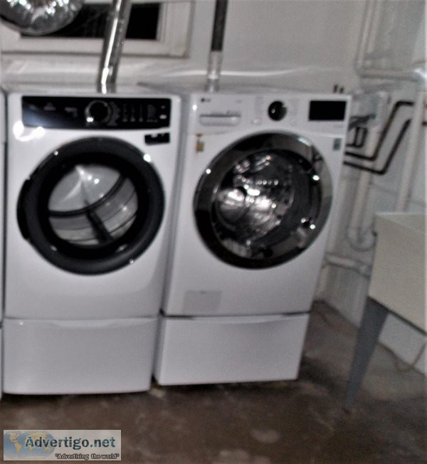 LG Washer Front Load Washer With Electrolux Gas Dryer And Pedest