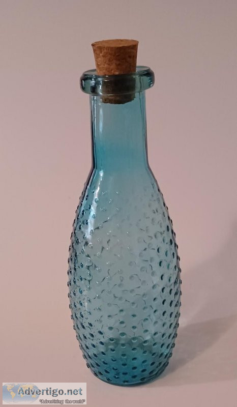 Decorative Blue Green Bottle with Cork