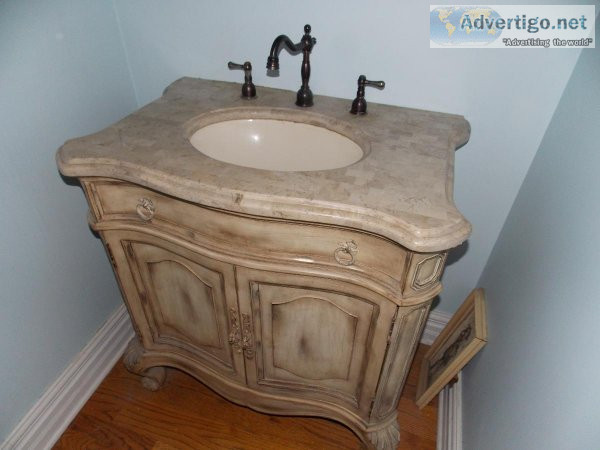 Antique White Vanity With Marble Top