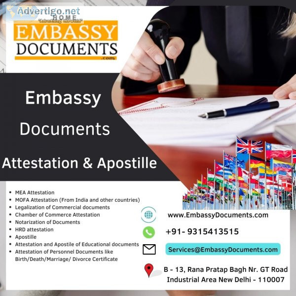 Embassy documents attestation consultant in india