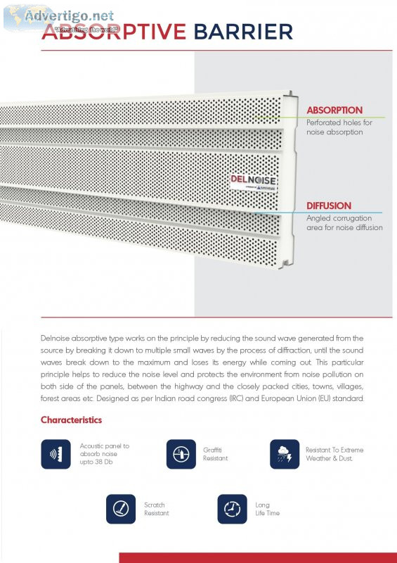 Absorptive noise barrier in chennai - delnoise