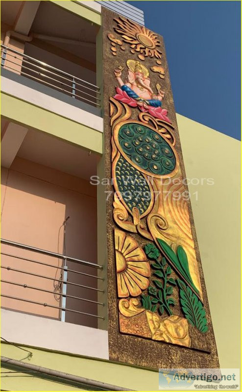 Ganesh with sun elevation mural design from shankarampet