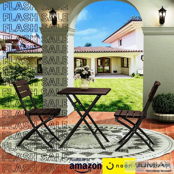 3-piece garden folding table and chairs set