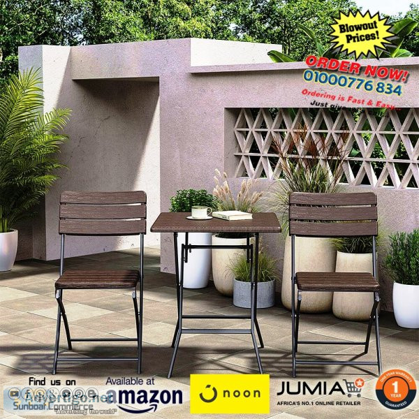 3-piece garden folding table and chairs set