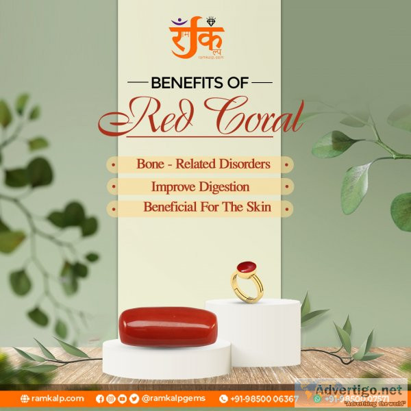 Get benefits of red coral gemstone | buy online from ramkalp