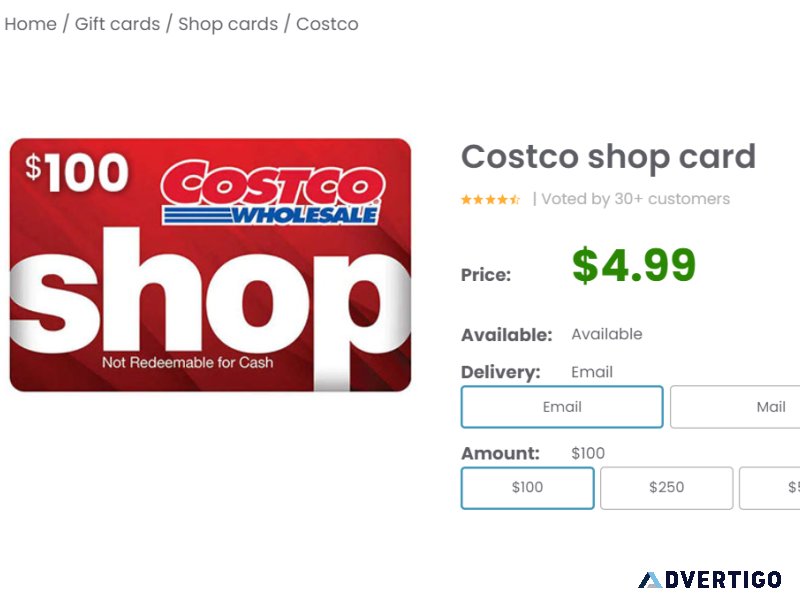 COSTCO 100 GIFT CARD &ndash Only 4.99