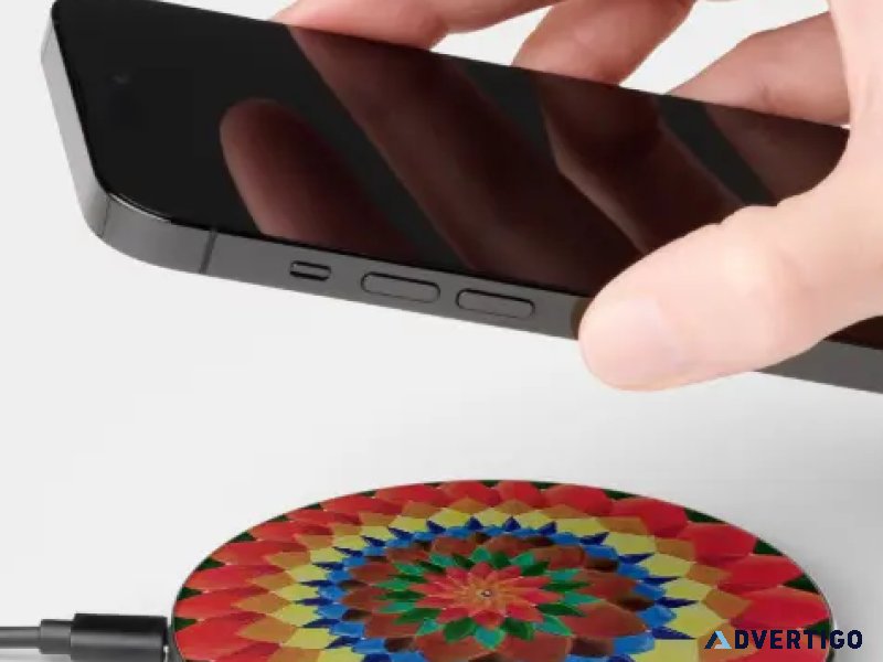 Red Flower Mandala Wireless Charger