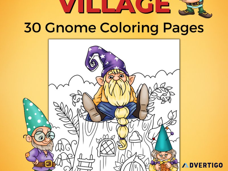 Gnome Village - Gnome Printable Coloring Book