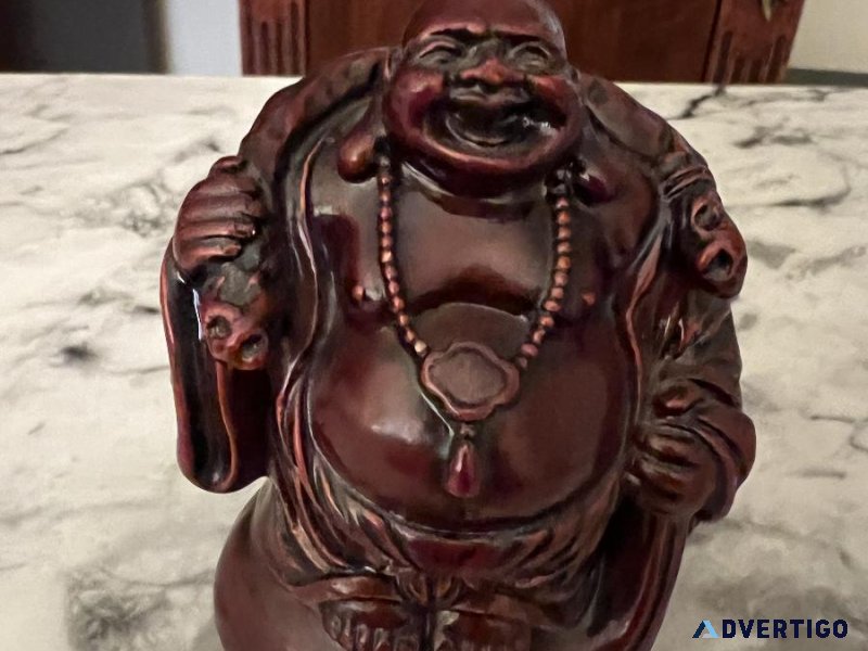 Chinese Red Resin Buddha Happy Laughing Feng Shui Figure Statue