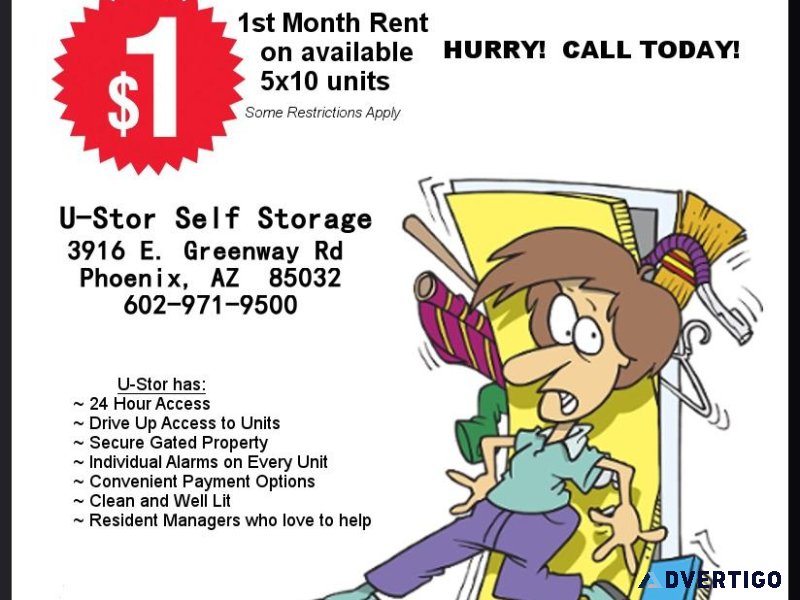 1 First Month Rent - SELF STORAGE