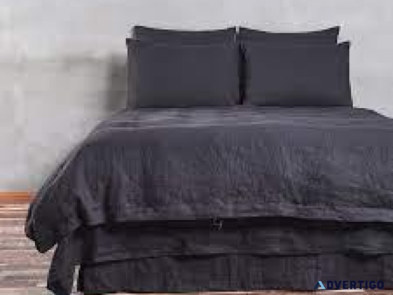 Jet Black Natural Linen Duvet Cover