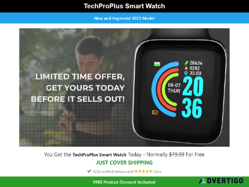 TECHPRO-PLUS SMART WATCH- FREE TRAIL