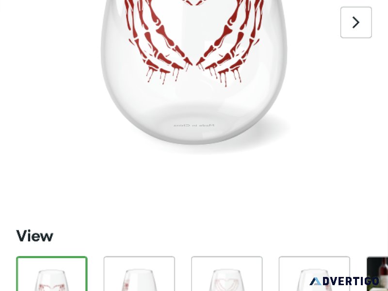 Red heart skeleton Halloween wine cup