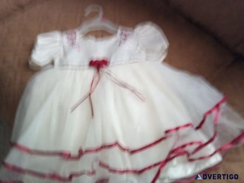 NEW 18-Month Girl s Cream Dress wRed Trim