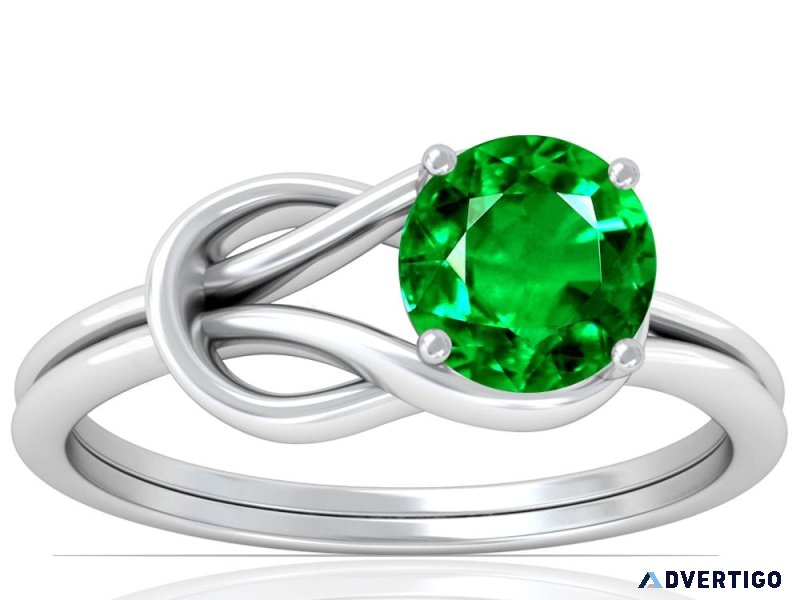 Get Vintage Prong Set Round Emerald Solitaire Ring(1.25cts.)