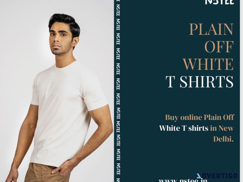 Buy online plain off white t shirts in south delhi