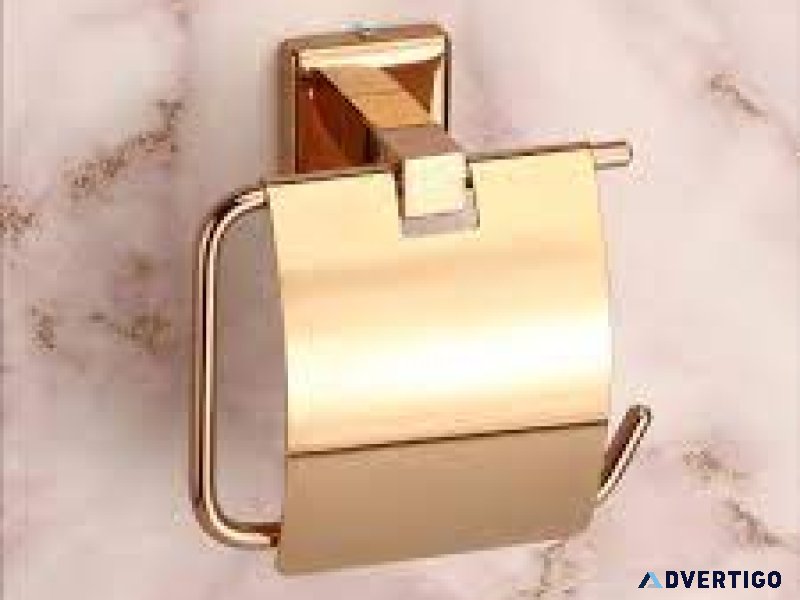 Elevate your bathroom style with gold finish accessories 