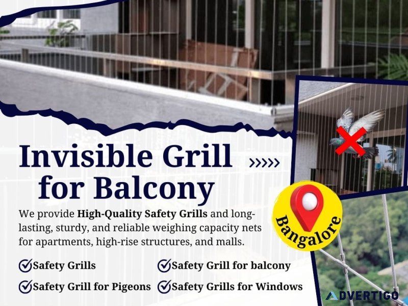 Invisible grill for balcony in bangalore - prestige safety nets