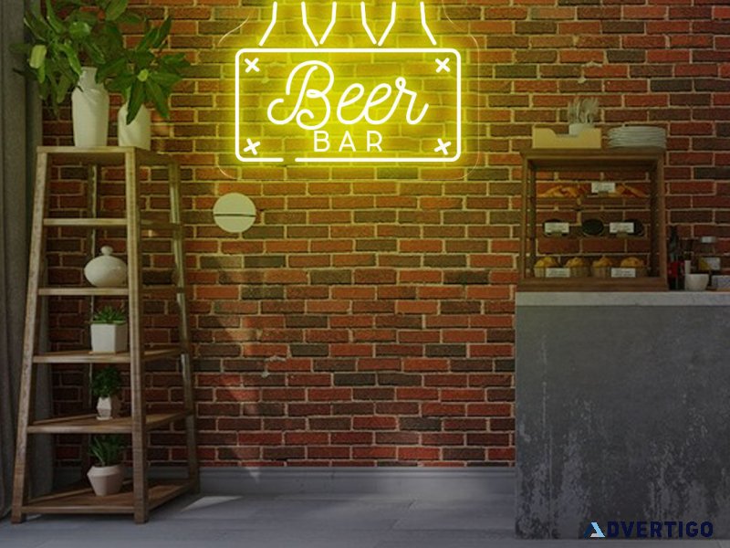 Vibrant beer bar neon sign - perfect for bars, pubs, and home