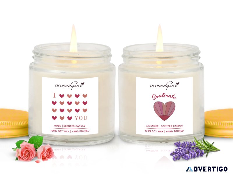 Buy long lasting soy wax scented candles online at aromahpure