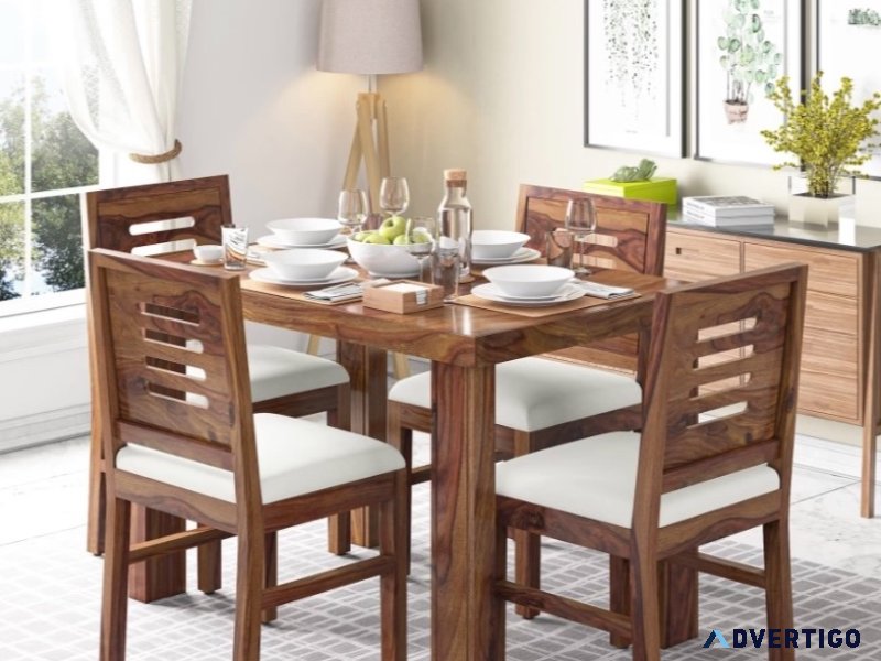 Buy solid wood dining table set (4 seater) - apkainterior