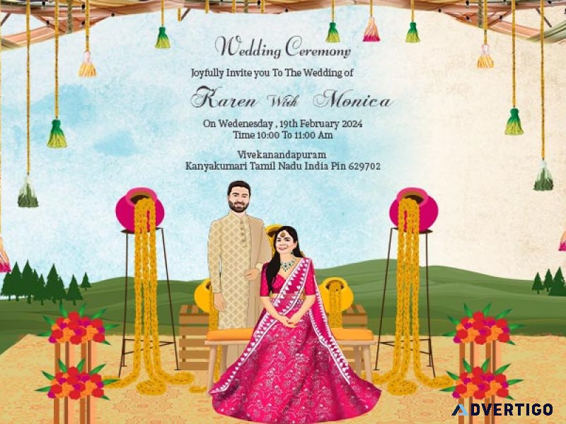 To create a indian wedding invitation crad