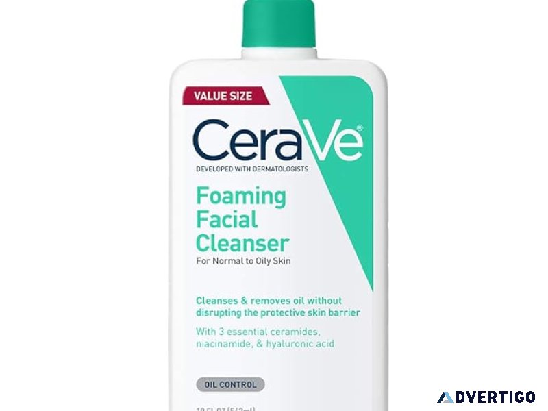 Cerave foaming facial cleanser, daily face wash for oily skin