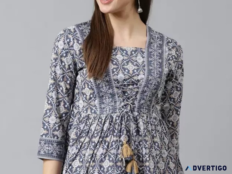 Yuvvik casual regular sleeves geometric print women blue top