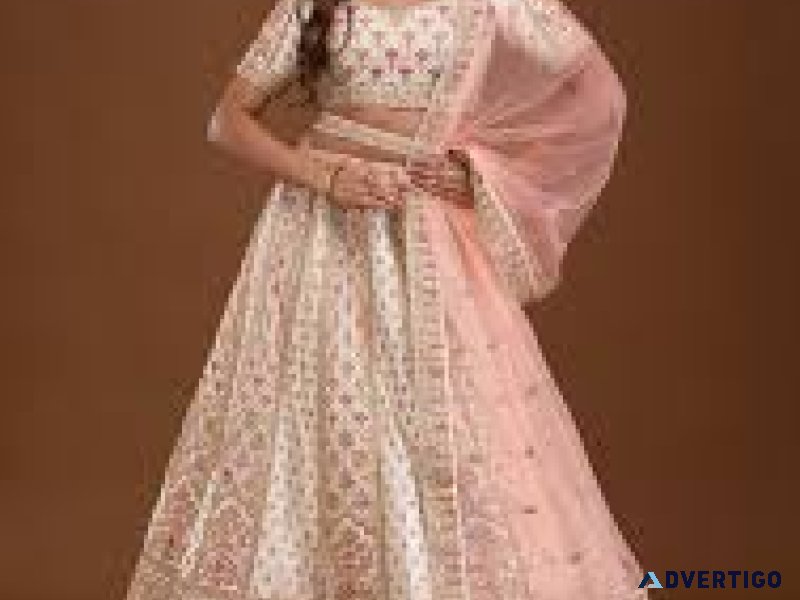 Cream zariwork raw silk readymade lehenga