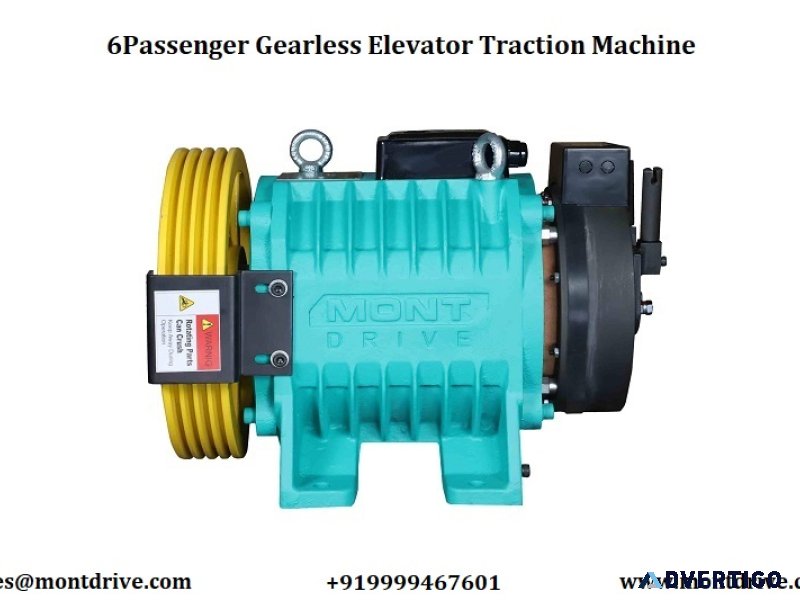 6 passenger gearless elevator traction machine | mont drive