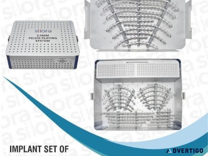 Implant set of locking low profile pelvis plating system