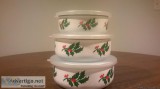 HOLIDAY HOLLY and BERRIES NESTING MIXINGSTORAGE BOWLS W LIDS-SET