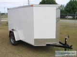 5x8 White EXTERIOR ENCLOSED TRAILER wV-Nose and 2990 lbs Axle - 