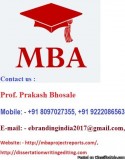 MBA Project Report Services for Kakatiya University Warangal