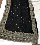 elegant Pure Georgette sarees with hand zardosi work border