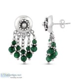 Silver and Aventurine Stylish Danglers and Drops