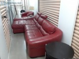 Red leather sofa chaise  chair etc