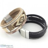 Buy this Silver Chevron Bead Leather Bracelet