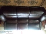 Brown Leather Reclining Sofa