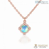 14K ROSE GOLD VERMEIL OPAL NECKLACE-LIFE