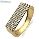 Buy Trendy Gold Color Alloy Full Rhinestones Cuff Statement Brac