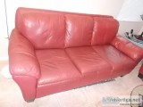 RED Leather Couch and Love Seat