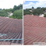 Soft wash roof cleaning