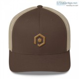 Brown and Khaki Mesh Trucker Cap with 3D Embroidered Icon