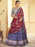 Royal Blue Grey Patola Cotton Silk Lehenga Choli