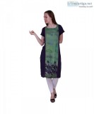 Digital printed straight kurta knee length with half sleeves For